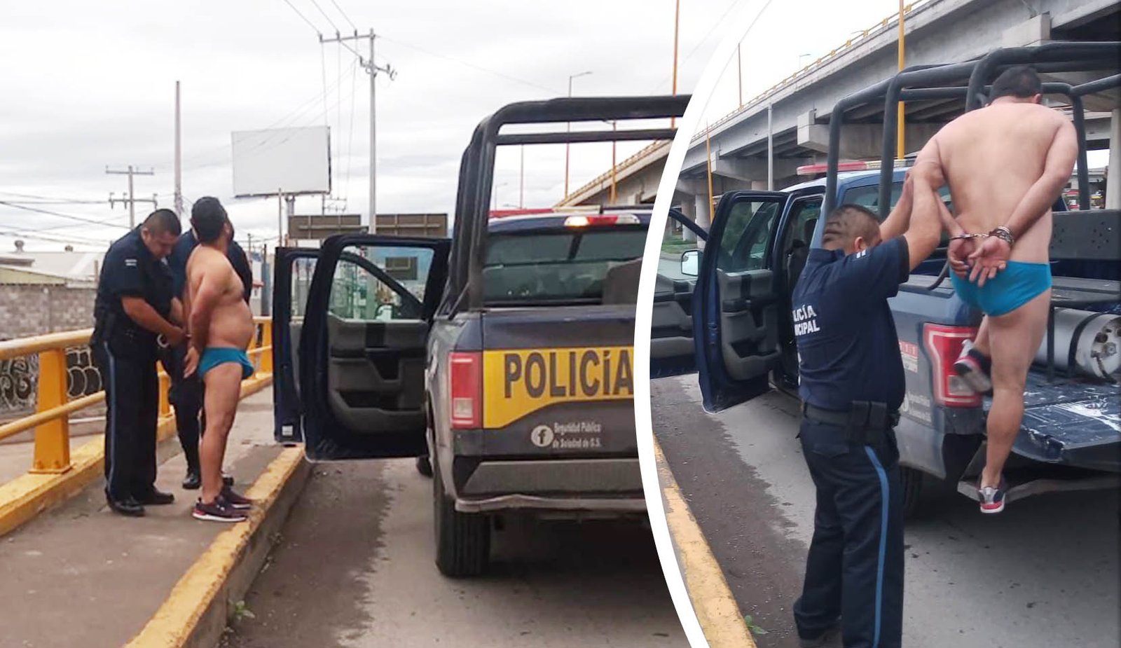 detenido encuerado
