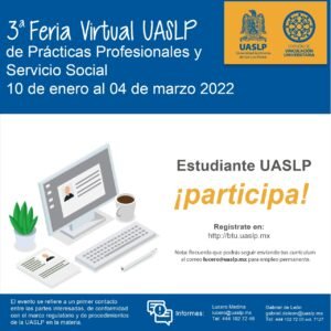 3ª. FERIA VIRTUAL UASLP DE PRÁCTICAS PROFESIONALES Y SERVICIO SOCIAL