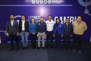 Representantes del PAN de San Luis Potosí durante una rueda de prensa sobre la crisis del agua